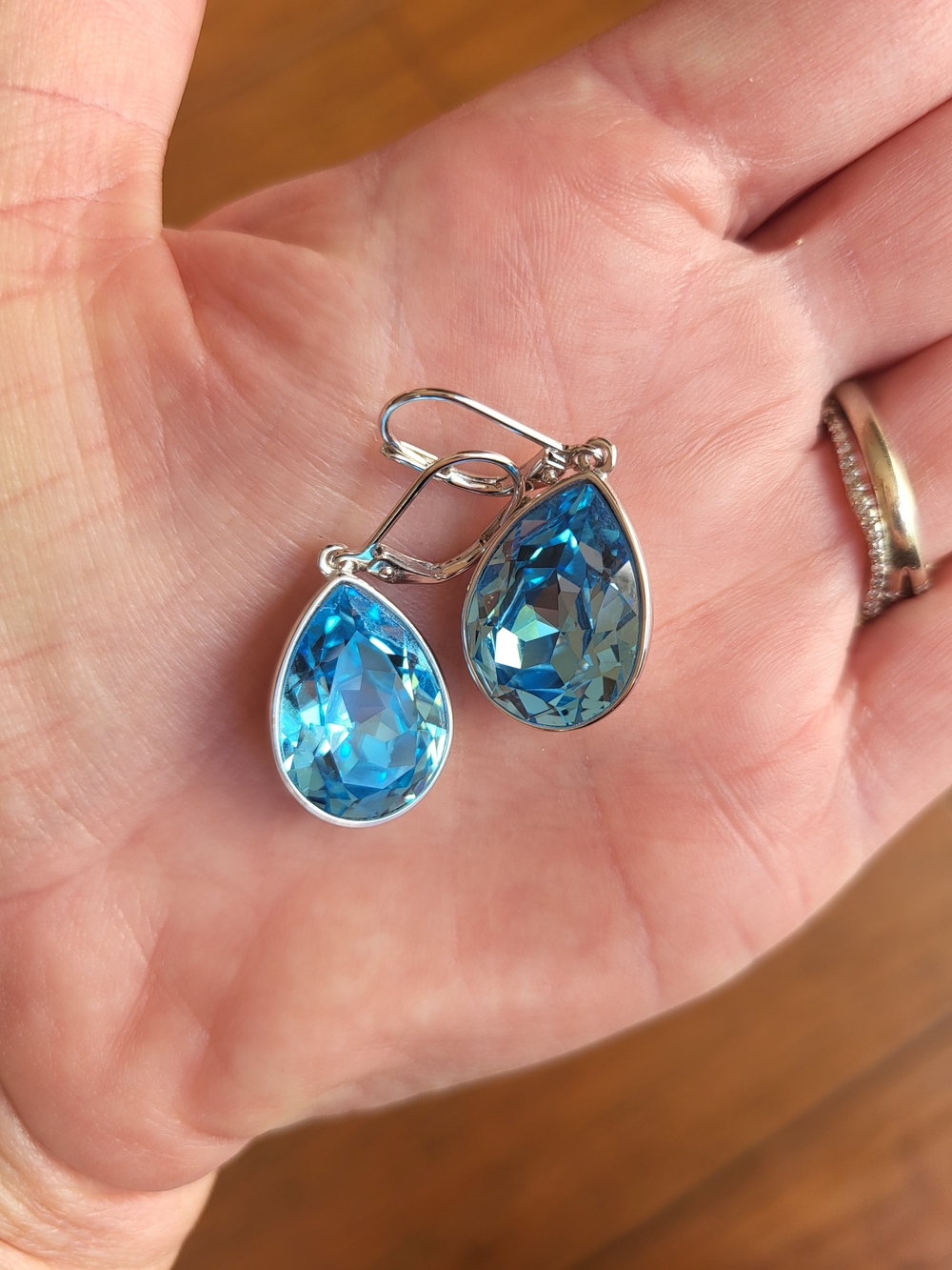 Touchstone Crystal Blue Teardrop Crystal Dangle Earrings - Women Jewelry